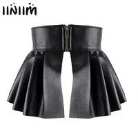 womens sexy mini skirts ladies femem faux leather pleated side split embellished studded skirt for evening parties clubwear