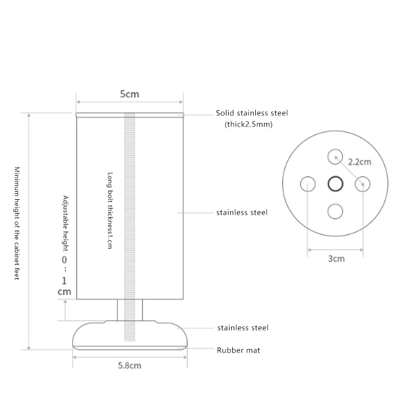 WSFS Горячая 4 шт Регулируемая по высоте мебель ножки из нержавеющей стали стол