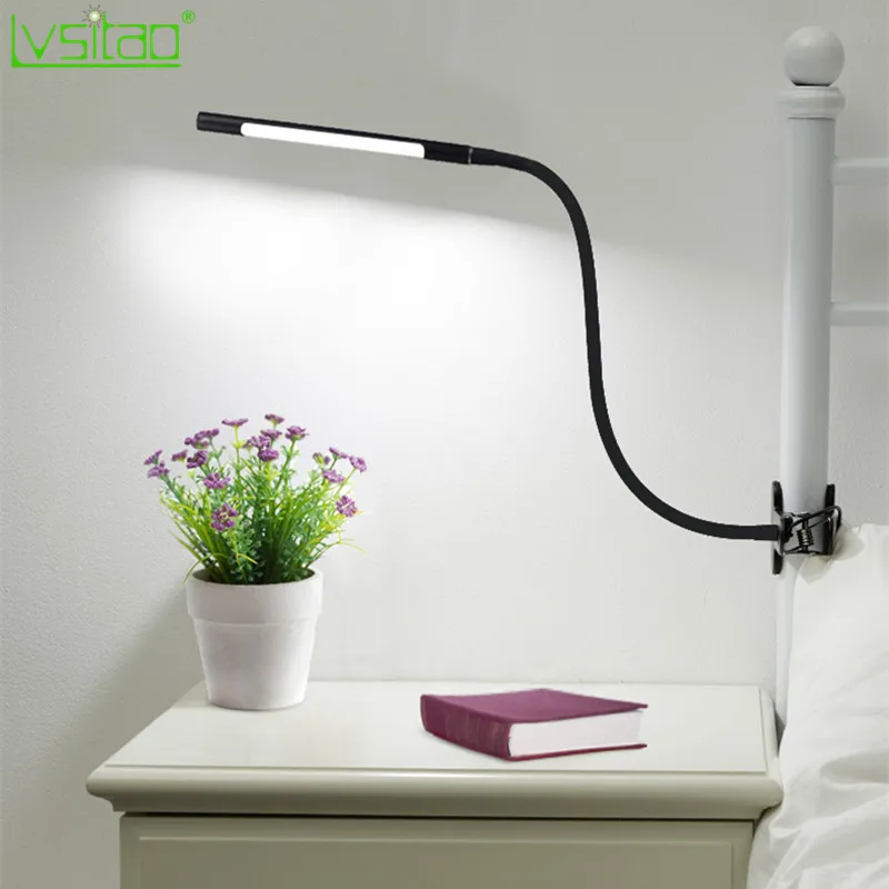Clip Table Lamp USB charging Reading student learning eyes protection led dimmer desk lamp metal flexible hose bedroom Goosenec | Лампы и