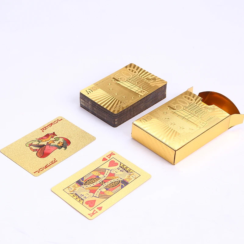 24K Gold игральные карты покер игра палубе в европейском стиле золотой Фольга