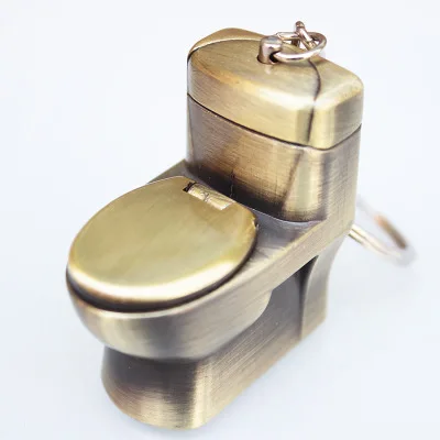 Creative Compact Toilet Gas Lighter KeyChain Butane Smoke Inflated bowl Key Chain Bar Metal Funny Toys | Дом и сад