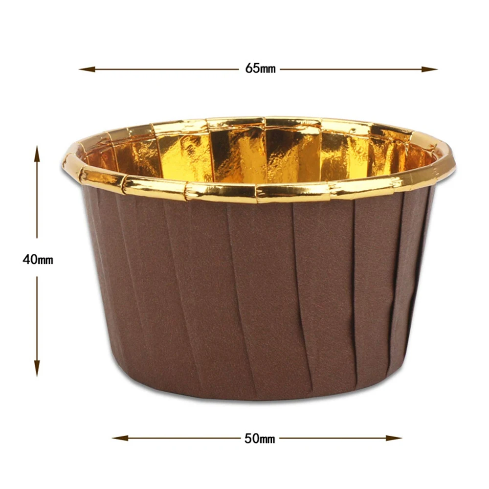 

50PCS/Pack Aluminum Foil Muffin Cupcake Wrapper Lining Cake Wrapping Paper Baking Cup Tray Box Pastry Tools Party Supplies