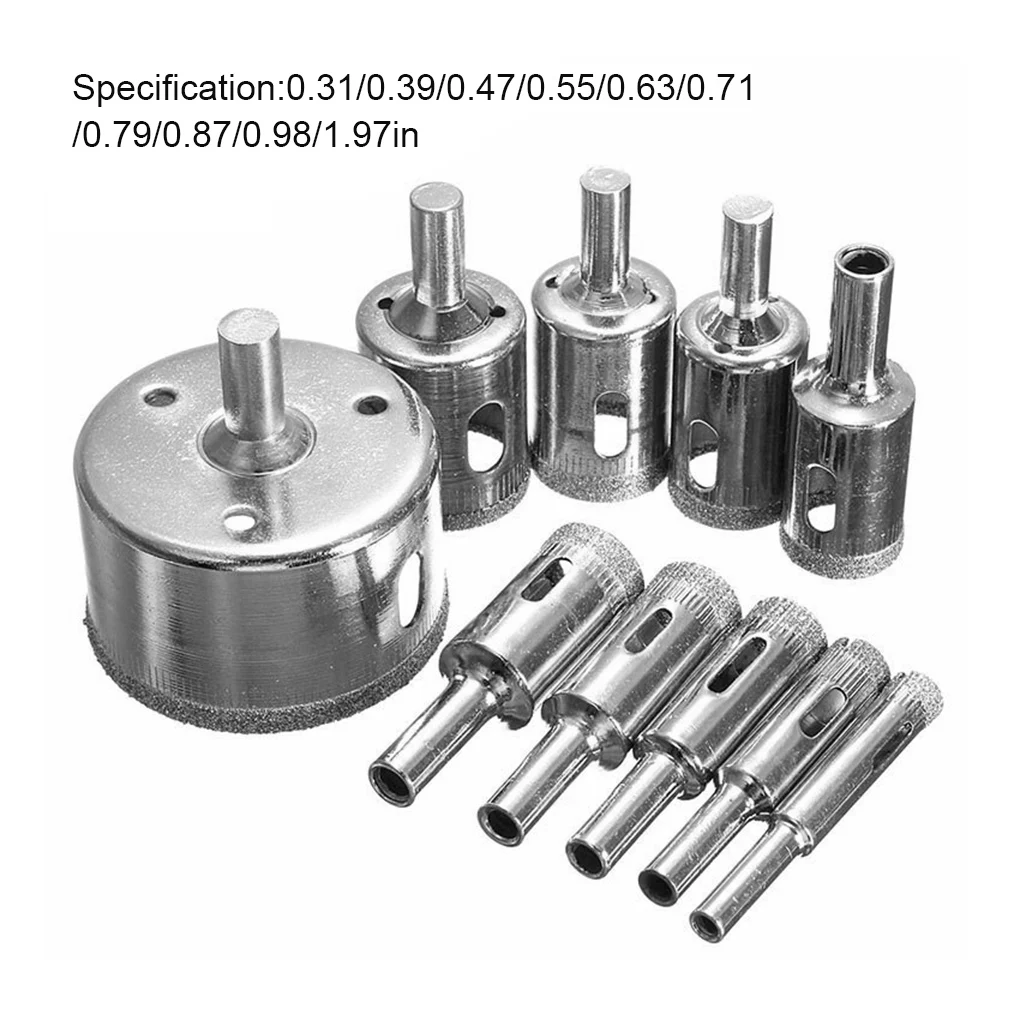 

10 Pieces 8-50mm Glass Hole Drilling Ceramic Drill Porcelain Hollow Bits Extractor Remover Replacement Accessories