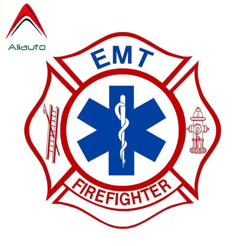 

Aliauto забавная Автомобильная наклейка EMT пожарный различные личности водонепроницаемый чехол царапины анти-УФ аксессуары ПВХ наклейка, 14 см ...