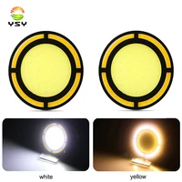 ysy 70mm round daytime running lights for auto waterproof yellow white led cob running lights car light assembly 12v 2x