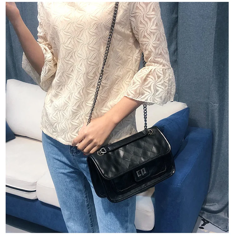 

Bag female 2021 new rhombus chain bag simple and versatile messenger bag fashion one-shoulder messenger bag tide