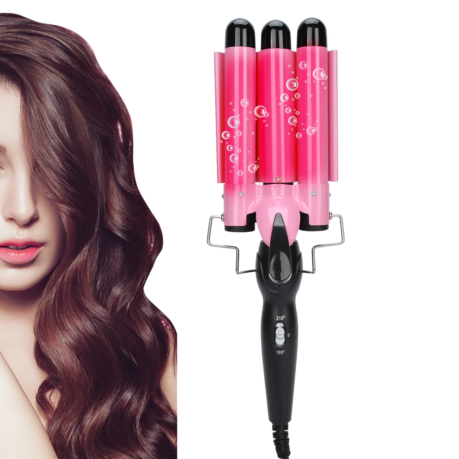 

Hair Curling Iron Ceramic Professional Triple Barrel Hair Curler Egg Roll 2 Levels Temperature AdjustmentHair Styler Wand Curler