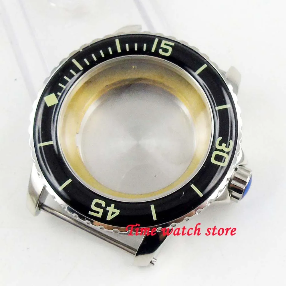 45 мм чехол для часов из нержавеющей стали подходит ETA 2836 Mingzhu 2813 Miyota 8215 821A с черной
