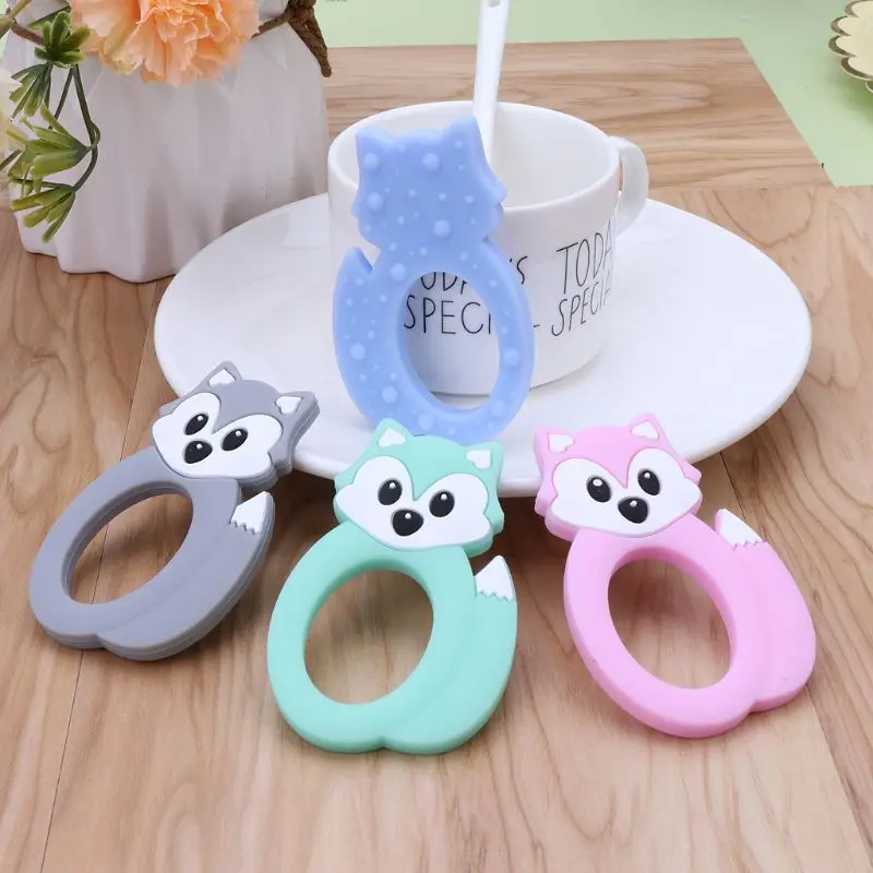

Fox Silicone Teething Toy Baby Teether Beads DIY Chew Necklace Nursing Pendant