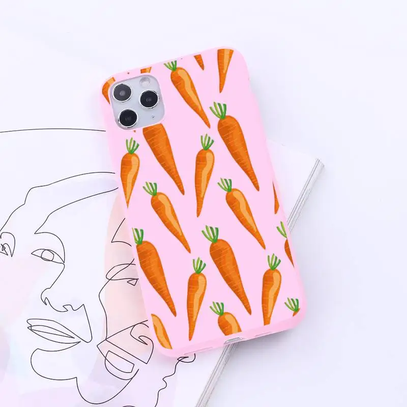 

Cute cartoon carrot red vegetable Phone Case Candy Color for iPhone 6 7 8 11 12 s mini pro X XS XR MAX Plus