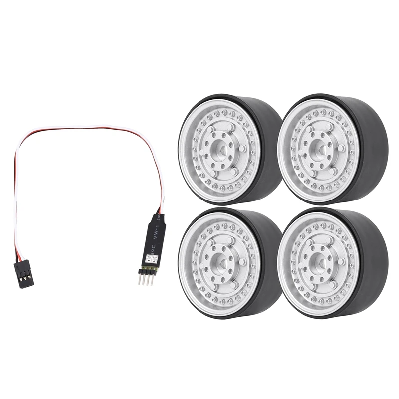 

1X LED Lamp Light Control Switch Panel System & 4Pcs Metal 1.9Inch Beadlock Wheel Rim Hub For Axial Scx10 90046 Traxxas