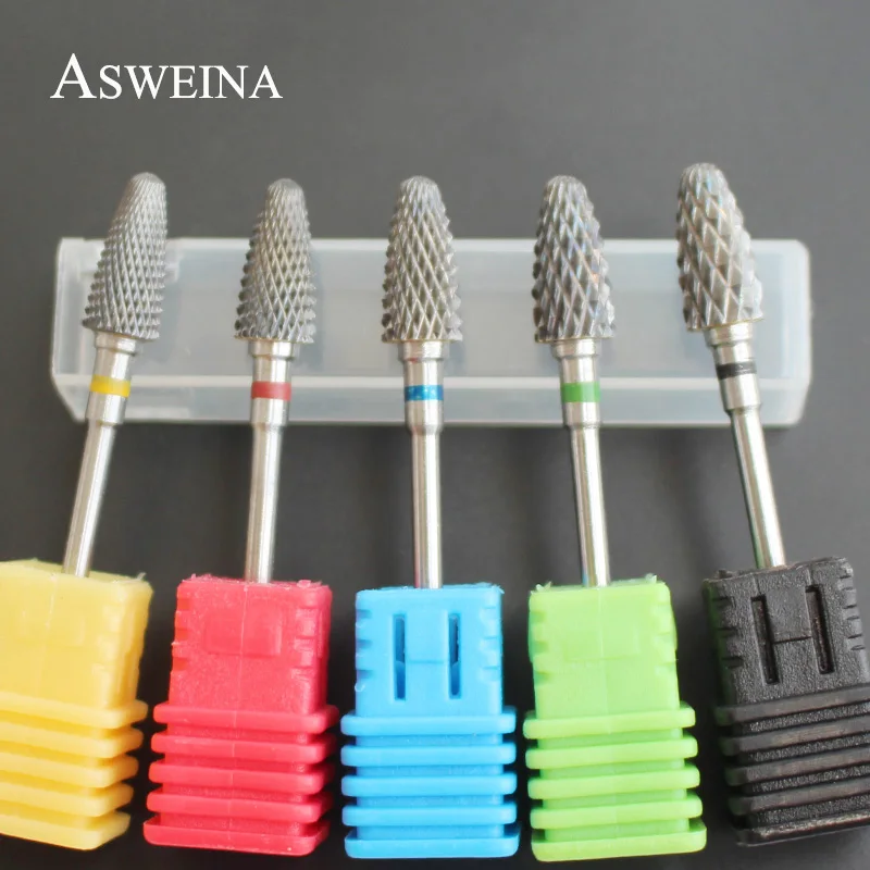 Фрезы для маникюра ASWEINA твердосплавные насадки 5 типов пилки ногтей фрезы