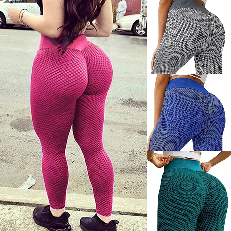 

Women's Ruched Butt Lifting High Waist Yoga Pants Tummy Control Stretchy Fitness Leggings Textured Booty Tights Sexy Leggins