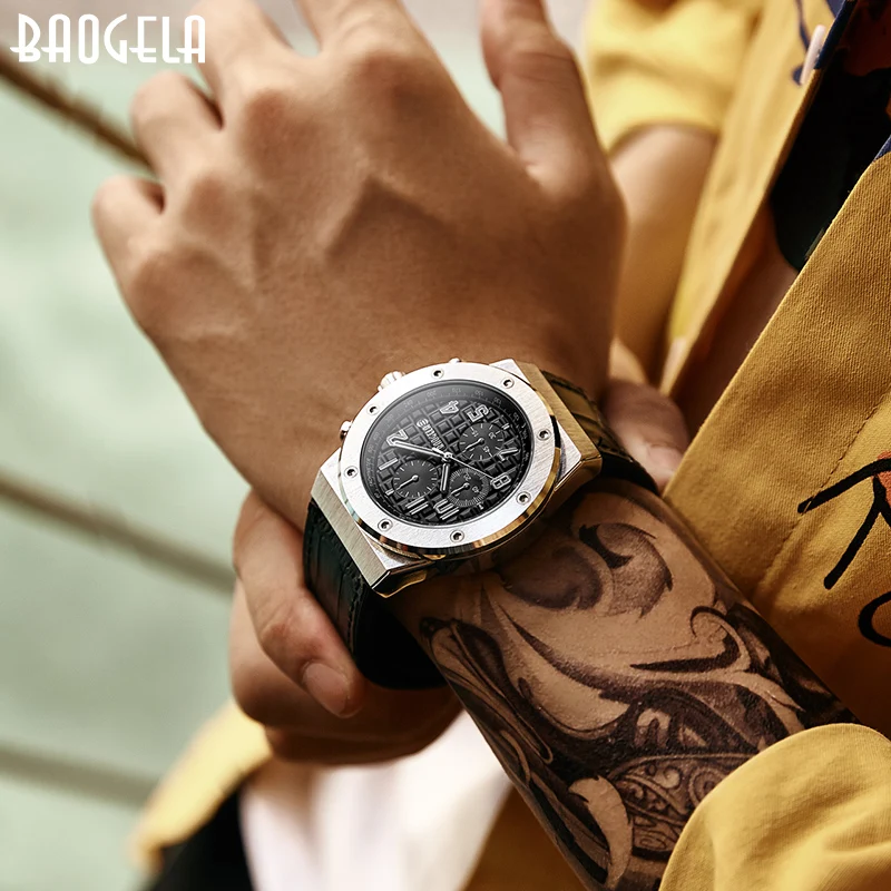Мужской Новый кварцевый хронограф BAOGELA Montres 2019 Étanche светлый мужской браслет из