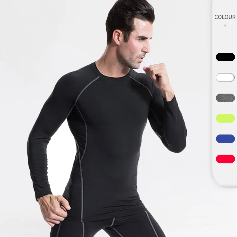 

Men Casual T-Shirt Fitness Sport Running Long Sleeve Shirt Training Sweat Gym Clothing Compression Sport Male Breathable Shirts