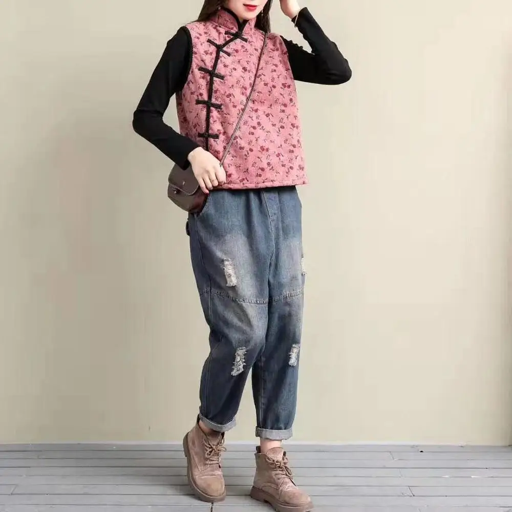 Литературный ретро зима новый стенд воротник swashplate пряжки цветочный плюс бархат