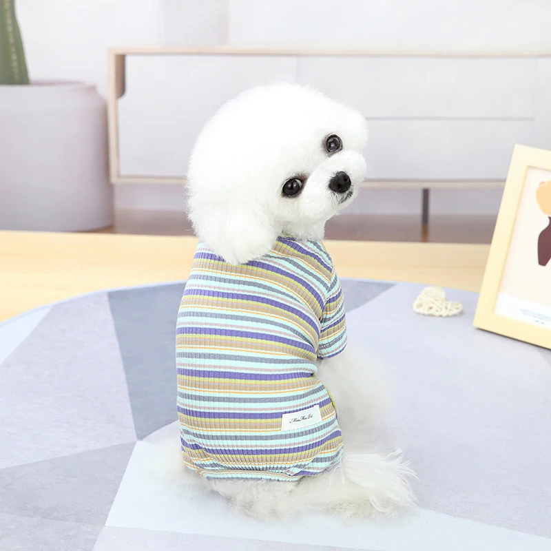 Spring Summer Pet Costume Cotton Cats Dog Vest Pug Teddy Pullover Puppy Outfit Small-Medium Dogs Clothing Four-Leg Clothes | Дом и сад