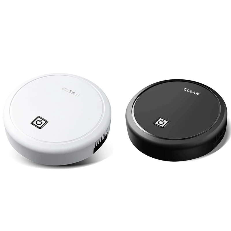 

2 Set Automatic USB Charging Wireless Sweeping Robot Vacuum Cleaner Cordless Vaccum Robot Carpet Robots, White & Black