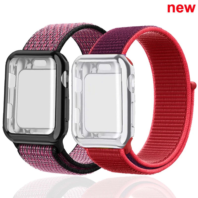 Спортивный ремешок+ чехол для Apple Watch 38 мм 42 мм 40 мм 44 мм iWatch 5 4 3 2 спортивный Браслет Apple watch 4 чехол Защита экрана