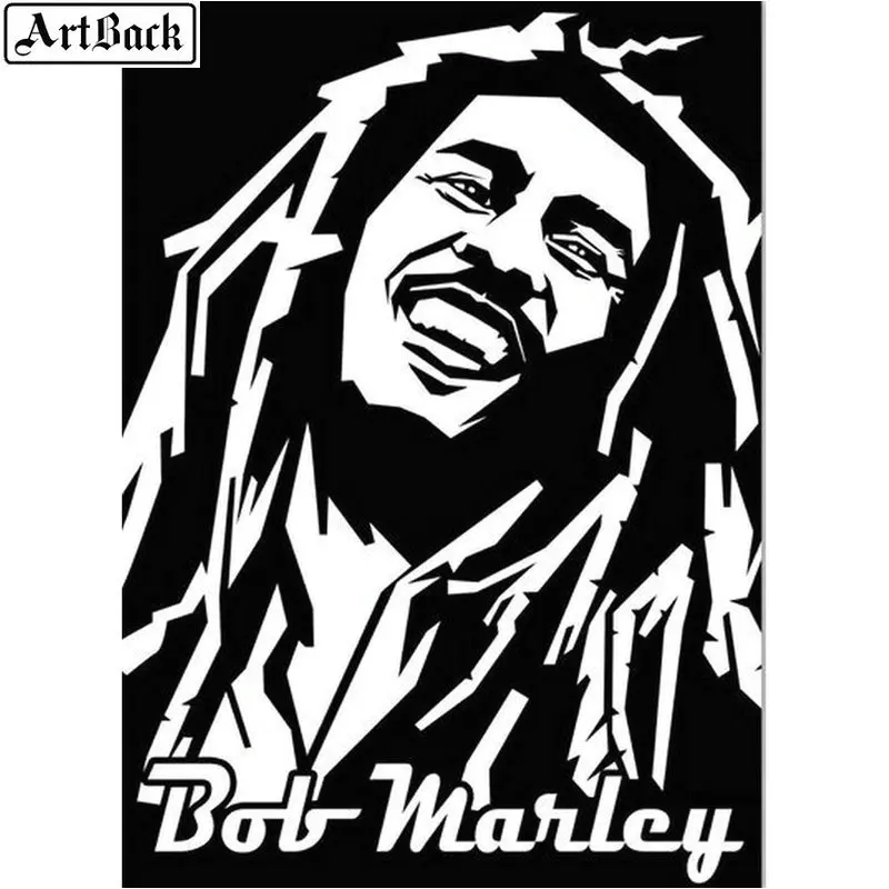 Алмазная 5d картина ArtBack Боб Марли полноразмерная/круглая мозаика черно-белая с