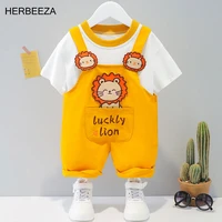 6 colors baby clothes set for newborn boy jumpsuit cartoon baby romper summer lion overalls for toddler clothing male 2 pcs