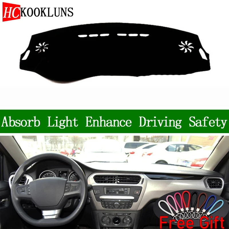 

For Peugeot 301 2014 2015 2016-2018 Dashboard Cover Sun Shade Dash Mat Pad Carpet Car Stickers Interior Accessories