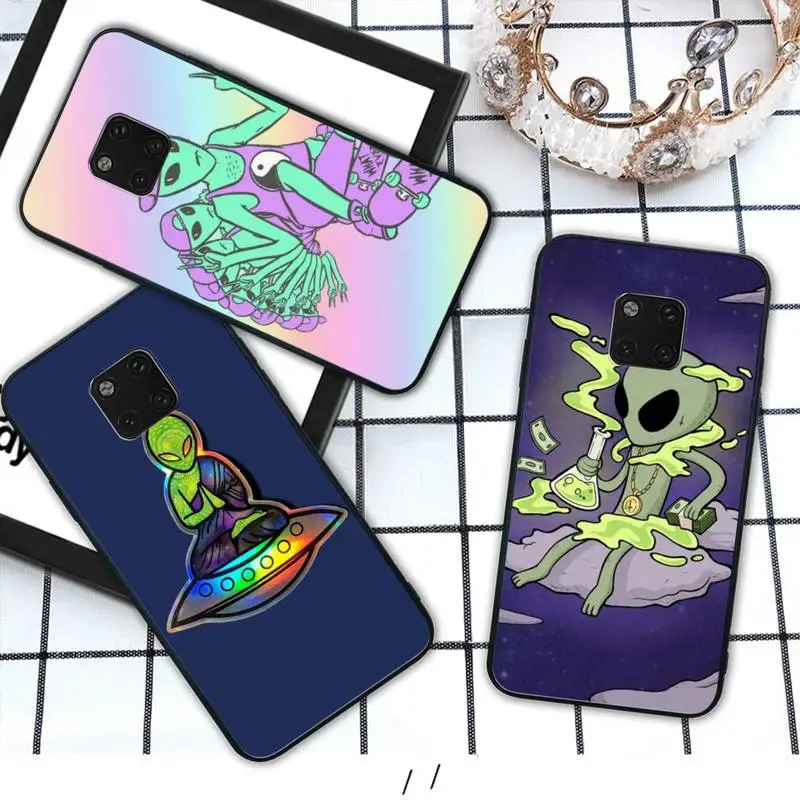 Yinuoda Alien UFO мягкий черный чехол для телефона funda Huawei mate 9 10 20 30 lite pro 20X