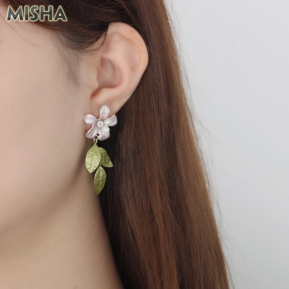 Женские серьги гвоздики с эмалью и глазурью MISHA модные ручной работы натуральным