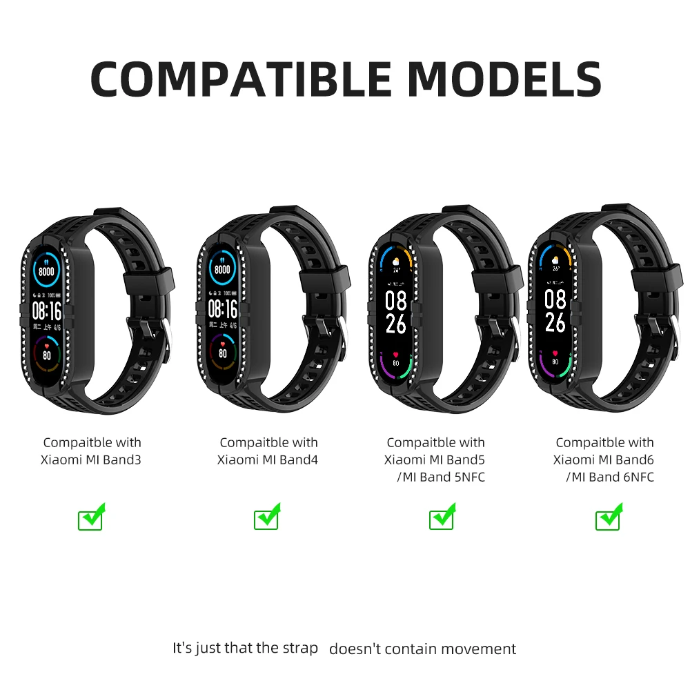 

Soft Silicone Watchband Strap for Miband 3/4/5/6/NFC Transparent TPU Strap Smart Watch Bracelet Waterproof Wristwatch Strap