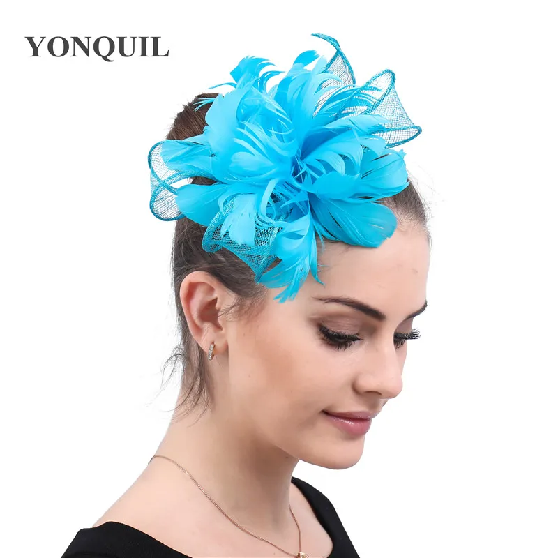 Красивые с перьями и цветами на свадьбу чародей невесты Головные Уборы Заколка