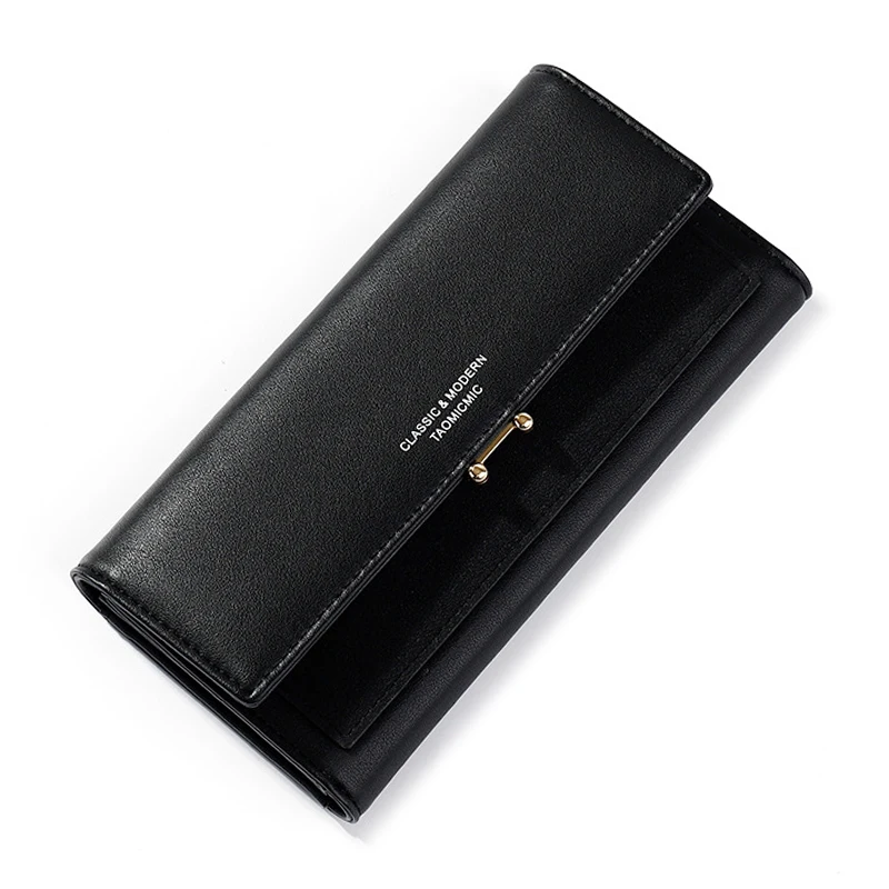 Женский Длинный клатч кожаный бумажник тройной Кошелек для монет конфетный цвет