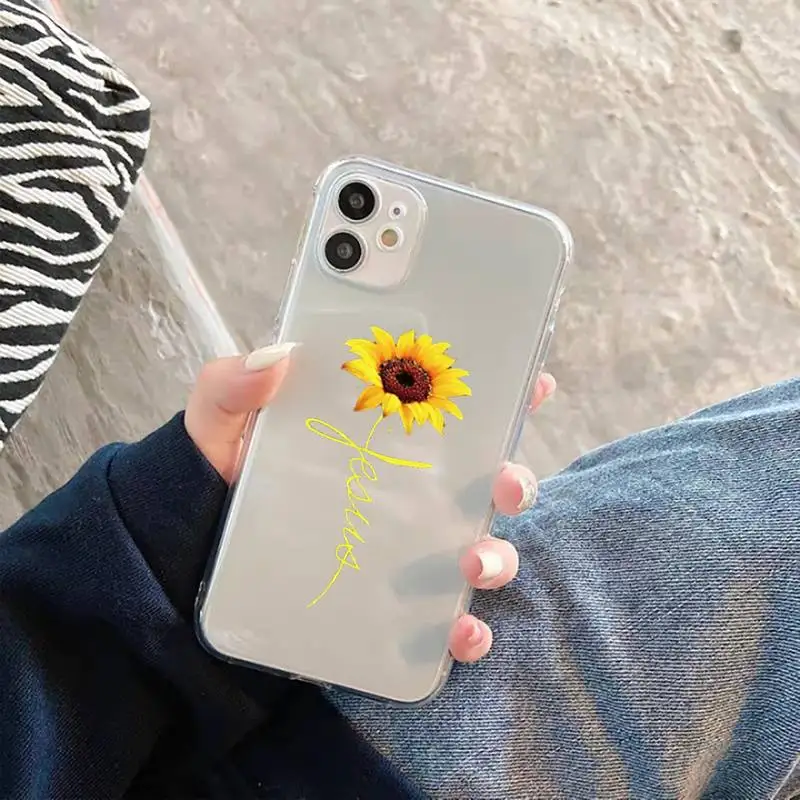 

Sunflower Phone Case Transparent for iPhone 12 11 mini pro XS MAX 6 6S 8 7 Plus X 5S SE 2020 XR