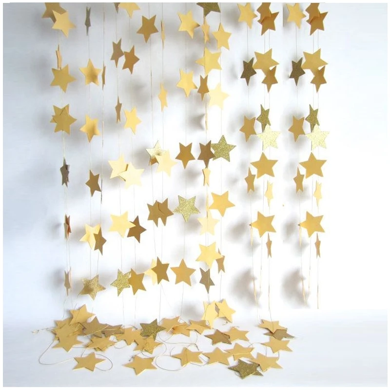 Модные настенные бумажные гирлянды со звездами длиной 2 м цепочка лента для дня