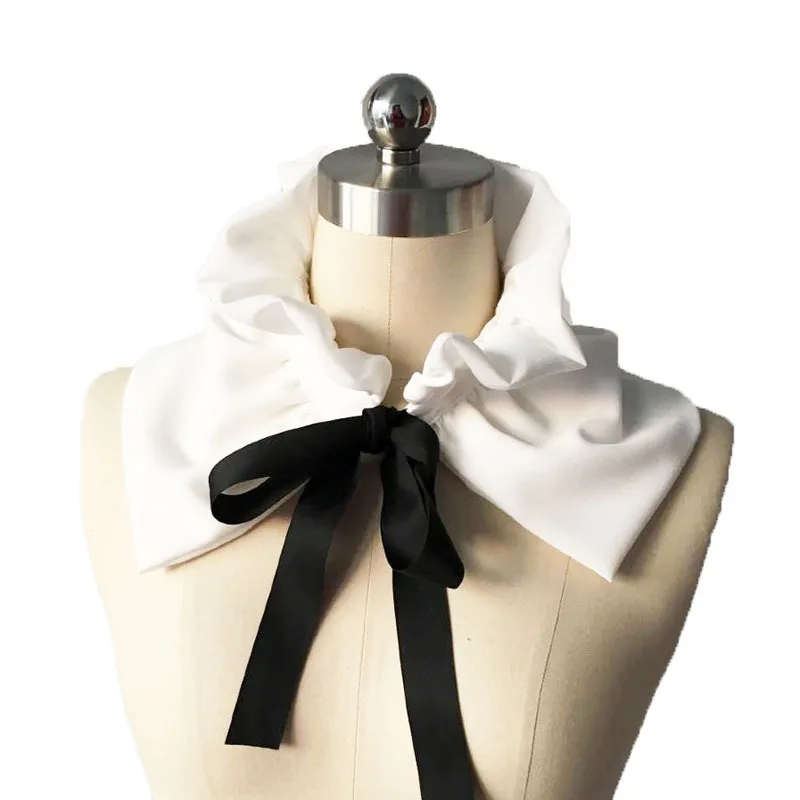 Модная новинка шифоновый кружевной цветочный край Съемный шарф белый воротник чалаза свинцовое украшение от AliExpress WW