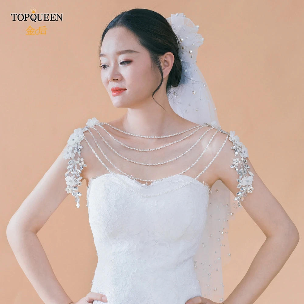 TOPQUEEN G05 ручная работа кристалл свадебное ожерелье на плечо с жемчугом женская