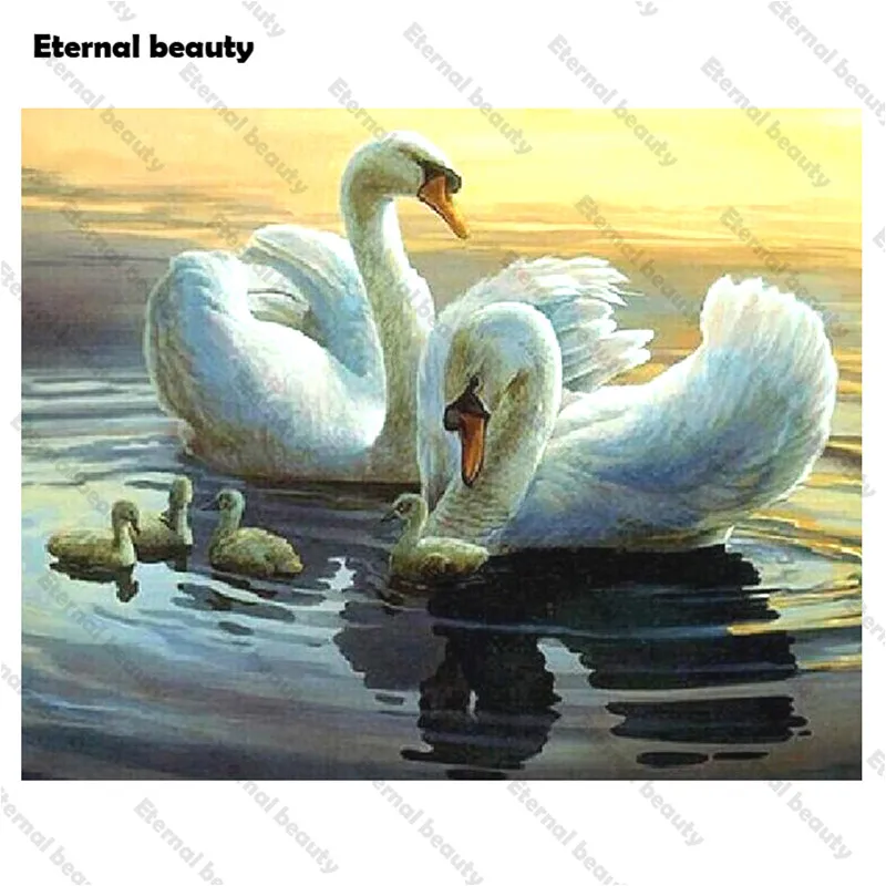 

Rhinestone Diamond Painting Swan of Love Wall Art Decoration Cross Stitch Kits Needlework Diamond Embroidery Mosaic Home Decor