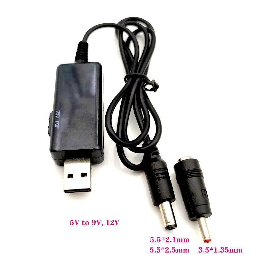 USB Boost Cable 5V Шаг до 9V 12V Регулируемый преобразователь напряжения 1A повышающий вольт