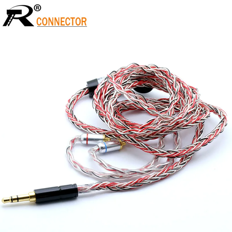 1,2 M 1,0 мм x 8 Core HIFI посеребренный обновленный кабель 3,5/2,5 Разъем MMCX/2Pin разъем для улучшения глубины саундстажа и присутствия