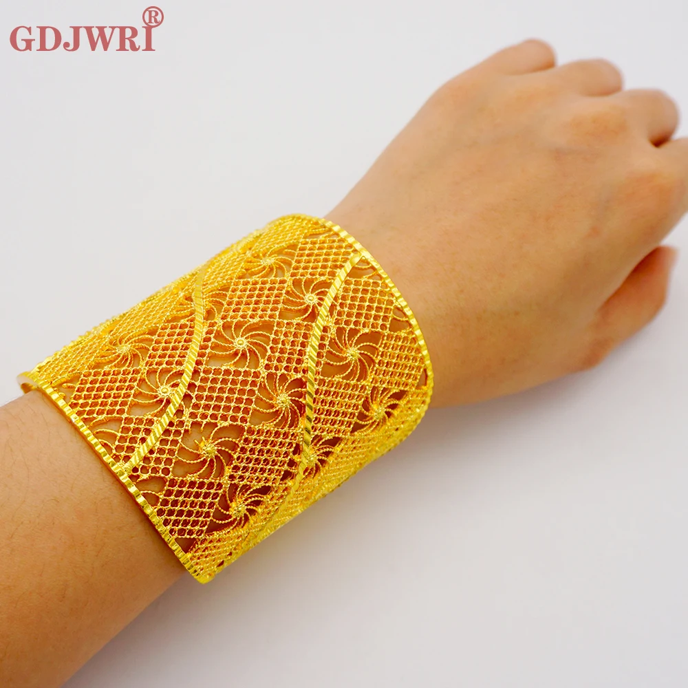 

Fine Round Bridal Ethiopian Gold Color Bangles For Women Dubai Bride Wedding Bracelet African Arab Jewelry Middle East Gift