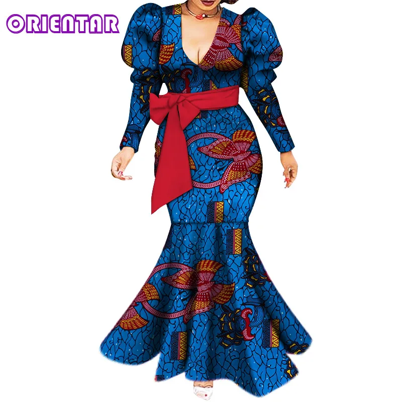 Африканская одежда женское сексуальное платье с v образным вырезом и пышными