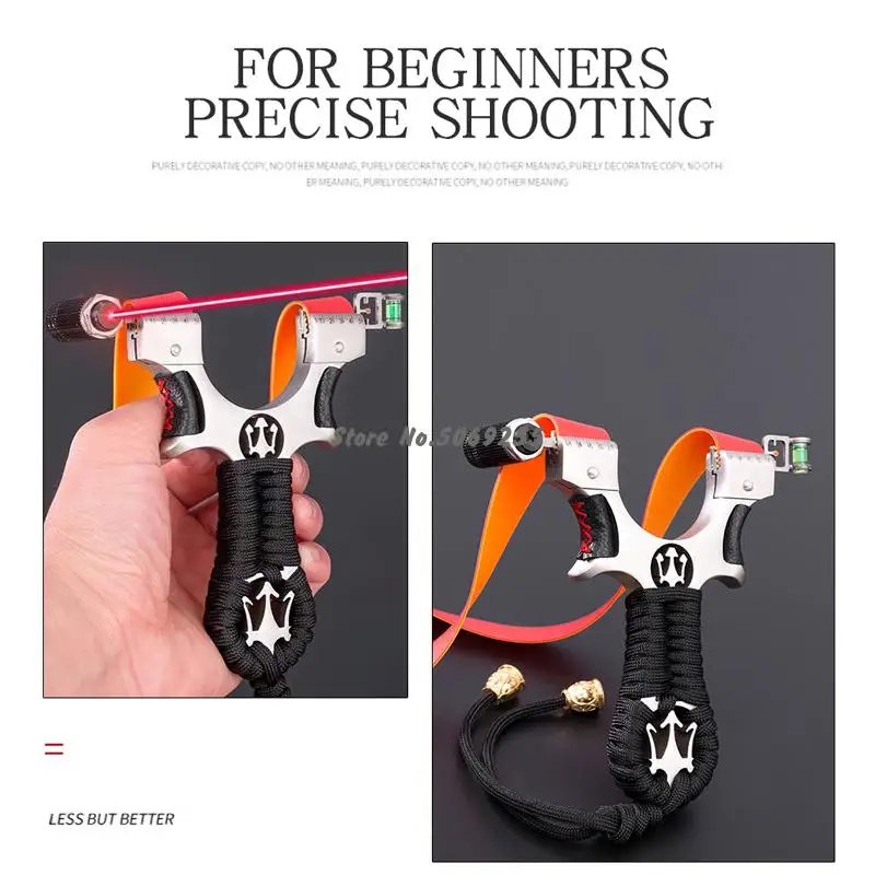 

High Precision Laser Slingshot Bow Big Power Stainless Steel Catapult Hunting Accessories Rubber Band Outdoor Shooting Practice