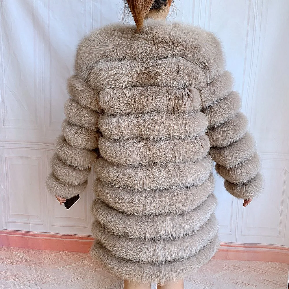 NEW winter warm women coat natural fox fur coat real fox fur women jacket  fox fur coat Long Sleeve detachable 4IN1 long coat enlarge