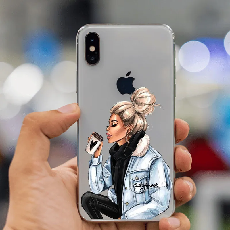 TPU VOGUE queen Princess женский силиконовый чехол для телефона boss coffee из ТПУ для iphone 11 11Pro 5C 6 6S 7 8 Plus 5s 5 SE X XR XS Max - Цвет: TPU
