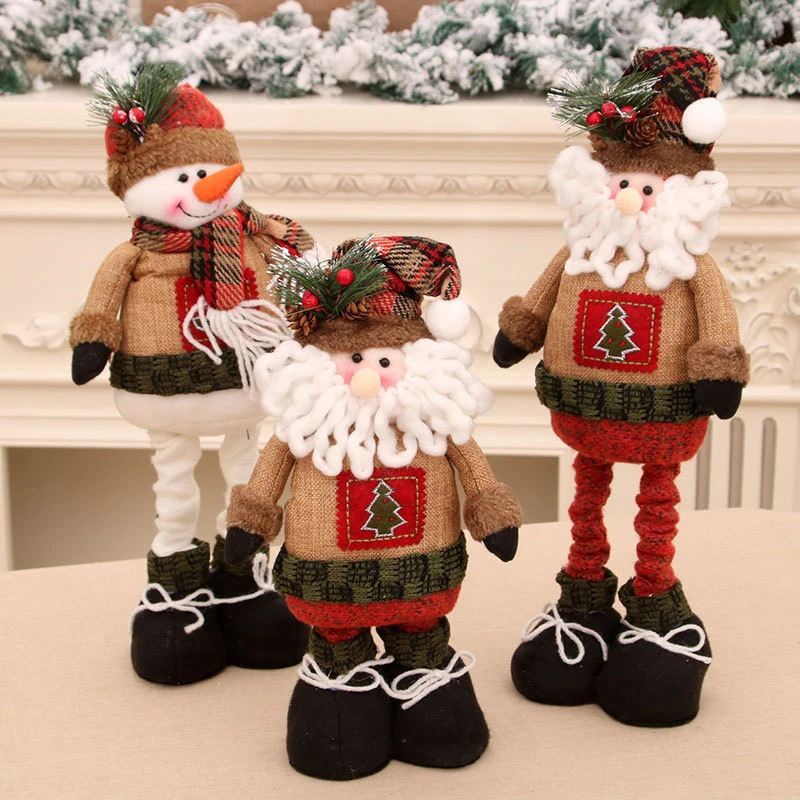 

Christmas Decorations Snowman Santa Claus Telescopic Doll Counter Ornaments Christmas Tree Window Dolls Layout Supplies Gifts