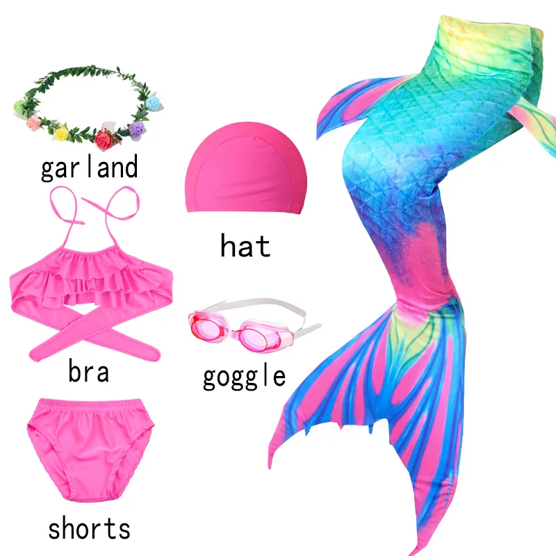 

Halloween Children Mermaid Tails For Swimming Girls Swimsuit Mermaid Swimwear Tails Dress Bikini Sets No Monofin