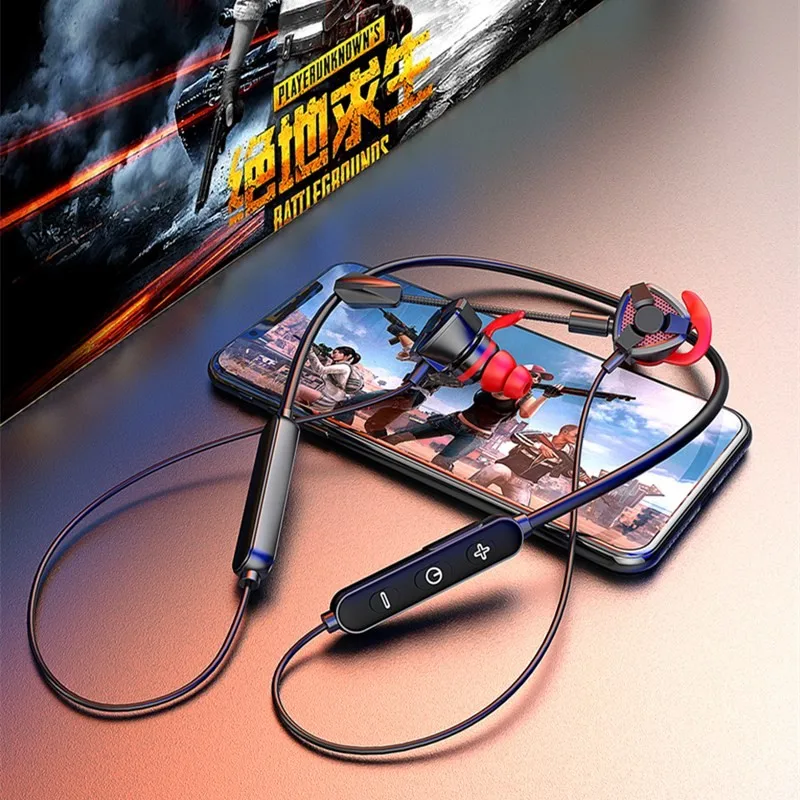 

Game Hanging Neckband Headphones Stereo Bluetooth Earphone With HD Mic Wireless Sport Headset Earbuds For Phone