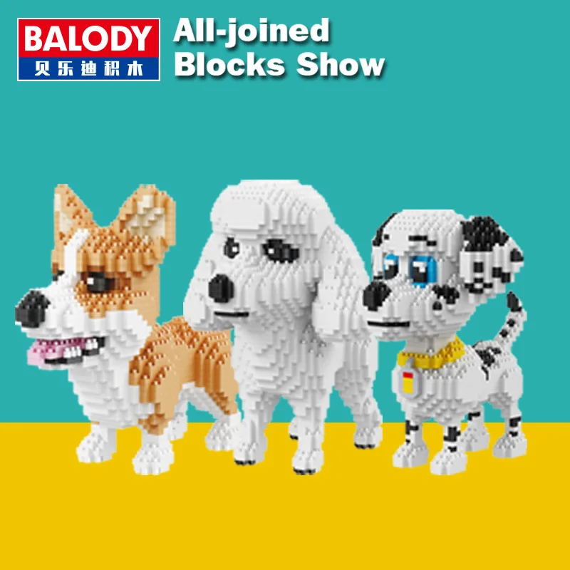 Balody 16043, мини милые строительные блоки для собак корги, кубики, игрушки для животных, пуделя, Модель Brinquedos Husky, игрушки для детей, прекрасные подарки