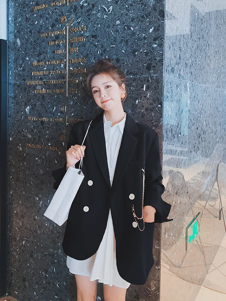 

2021 spring and autumn new pink suit women retro casual fashion sweet jacket