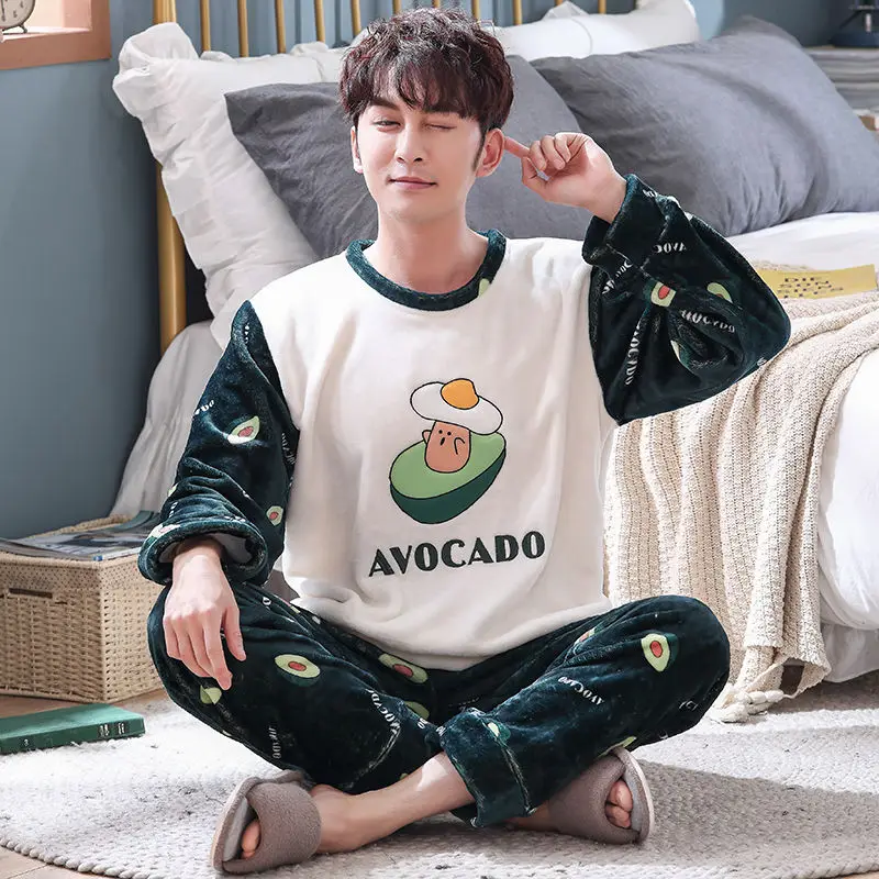 avoca-men Зимний фланелевый пижамный комплект для женщин, мужские пижамы с героями мультфильмов, Mujer, домашняя одежда, костюмы, теплая пижама с длинными рукавами, домашняя одежда, пижама - Цвет: avoca-men