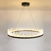 led crystal black gold round lustre designer hanging lamp chandelier lighting suspension luminaire lampen for dinning room